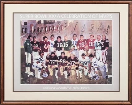 Super Bowl XX: A Celebration of MVPs Multi-Signed Poster with 17 Signatures (JSA)